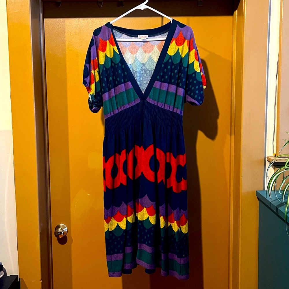 Boho fit and flare dress in multicolor pattern